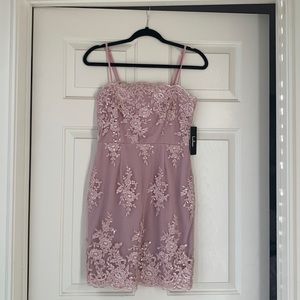Mauve floral cocktail dress
